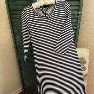 NWOT T by Talbots, Terry Dress, S, Black/White Stripe